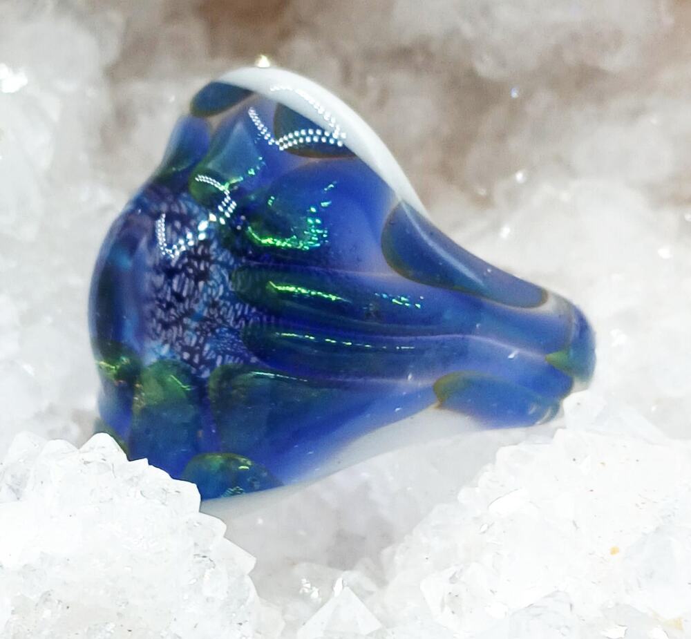 Vintage Blue/Green Glass Statement Ring